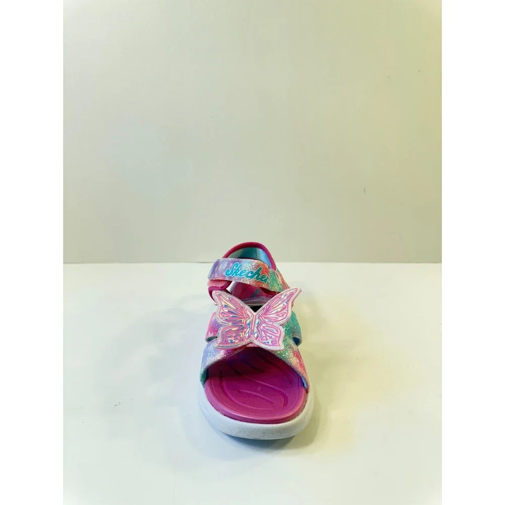 Skechers Kids Girls Jumpsters Sandal-Butterfly Brites Sandal, Pink/Multi, 11